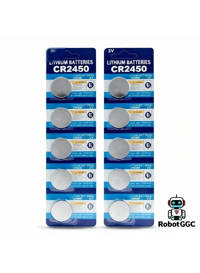robotgcc CR2450 3V Lithium Coin Battery 10-Pack (2 Blisters × 5 Cells) High Capacity Stable Voltage Long Shelf Life Button Cell for Car Key Fobs, Remote Controls, Medical Devices, Smart Sensors & Electronic Accessories - Image 1
